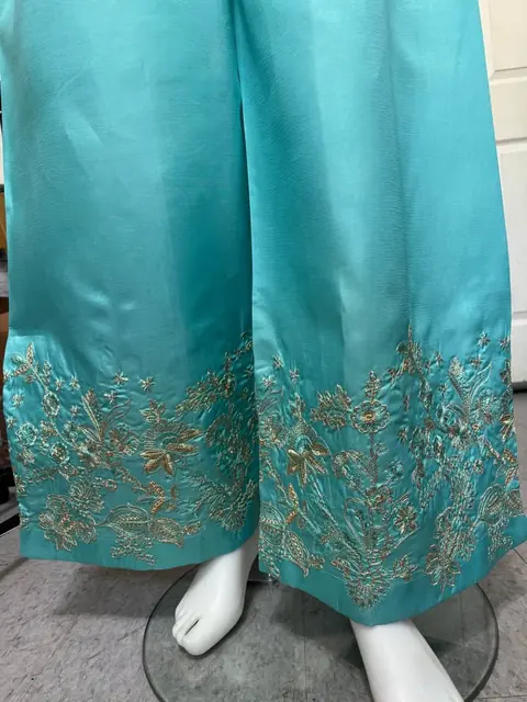 Katan Silk Embroidered Palazzo Suit with Organza Dupatta, photo 4