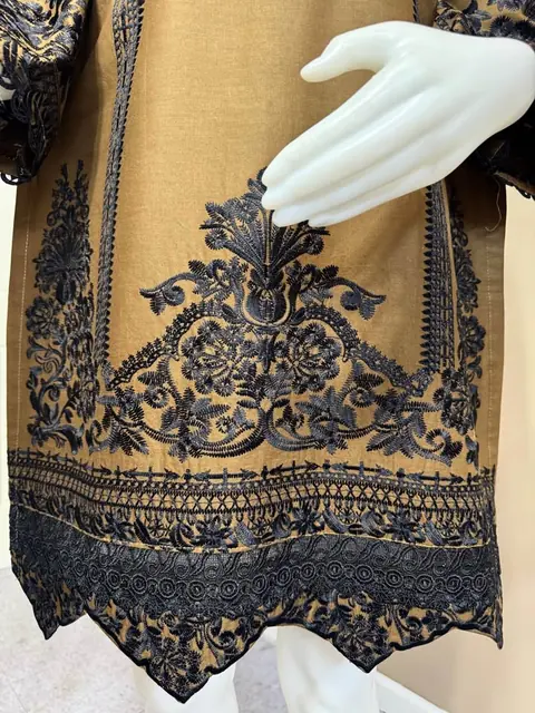 Brown Cotton Embroidered Kurti, photo 5