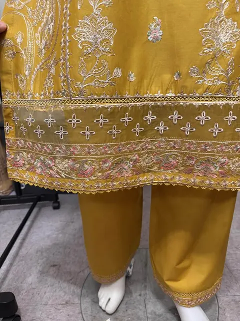 Mustard Cotton Embroidered Dress with Monar Dupatta, photo 5