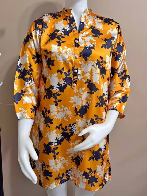 Yellow Silk Short Kurti / Kurta for Mehndi or Haldi