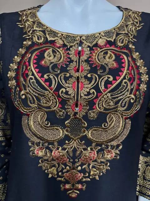 Black Viscose Embroidered Kurti / Top, photo 4