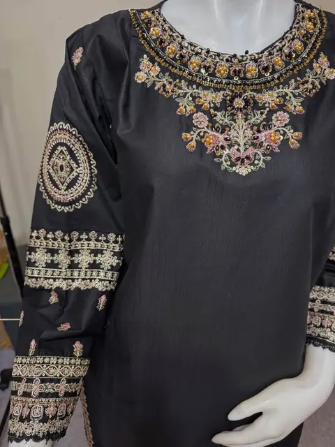 Cotton Party Wear Dress with Organza Dupatta, photo 4